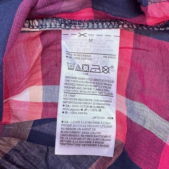 Old Navy Classic Plaid Lightweight Sheer Button Up (M) - Picture 7 of 7